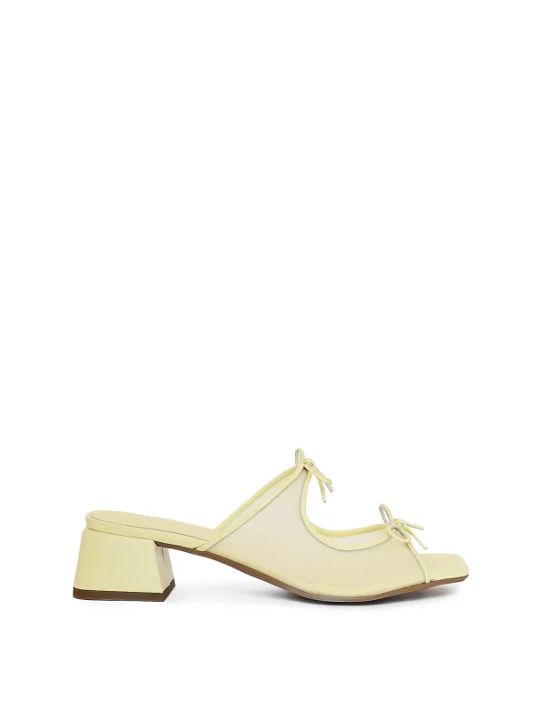 Curia Heeled Sandal in Banana made by Eliza Faulkner