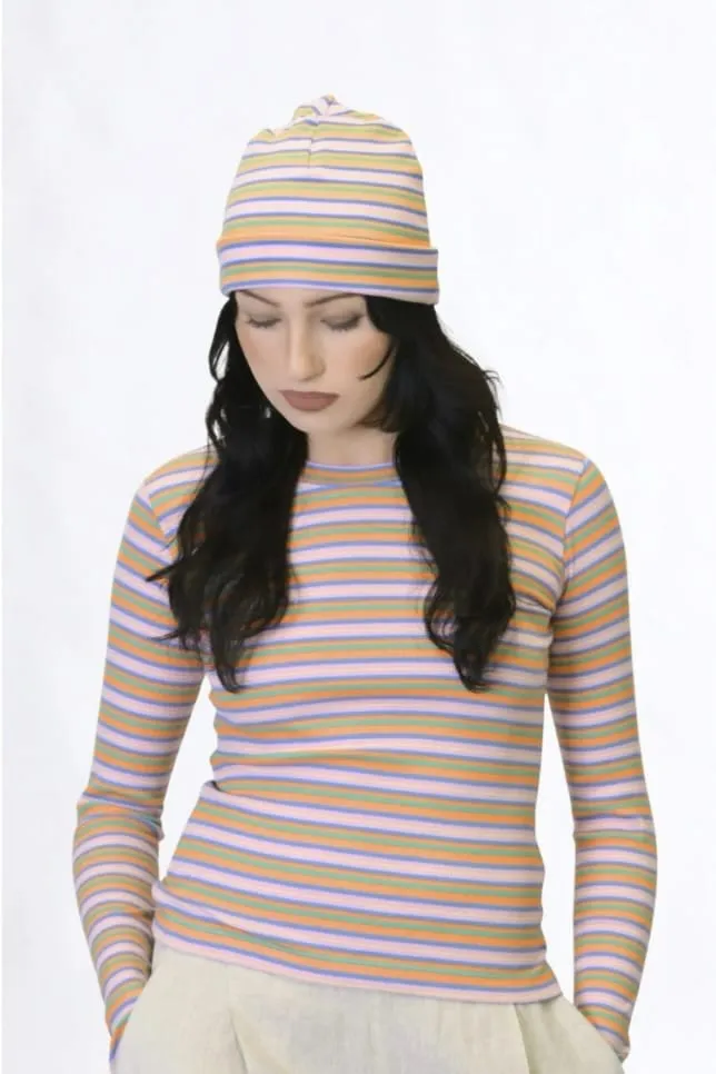 Beanie in Pink Stripe sold by Eliza Faulkner