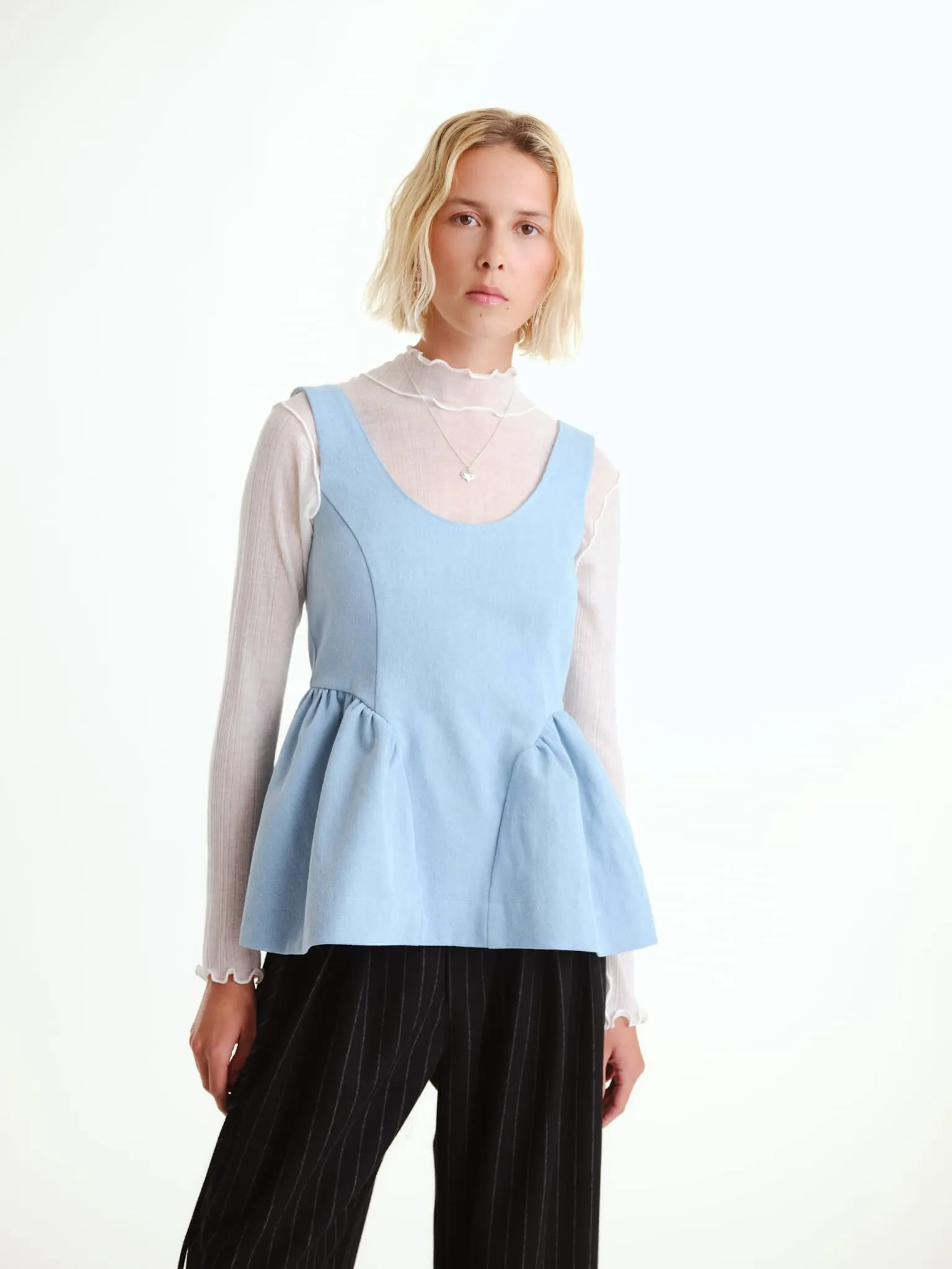 Elsa Top in Light Denim sold by Eliza Faulkner