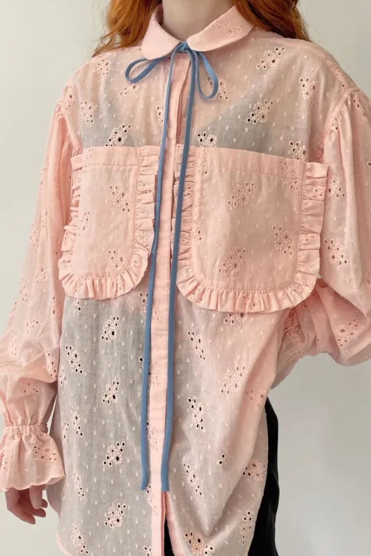 Bow-tie Spaghetti Strap Blue Linen sold by Eliza Faulkner