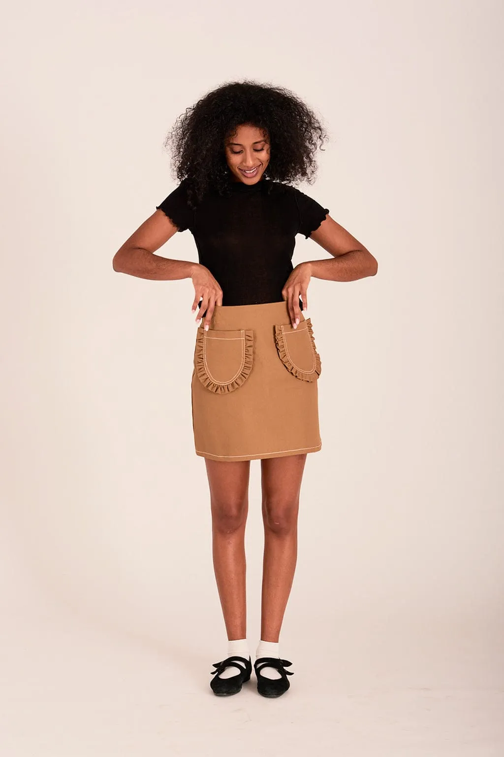 Tate Mini Skirt Toffee Brown Twill sold by Eliza Faulkner product image thumbnail 2