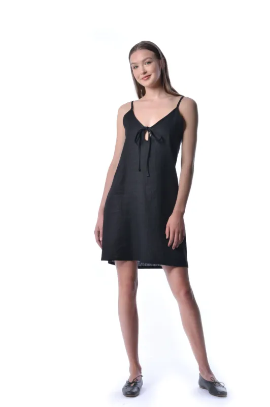 Black Linen Slip Dress made by Eliza Faulkner