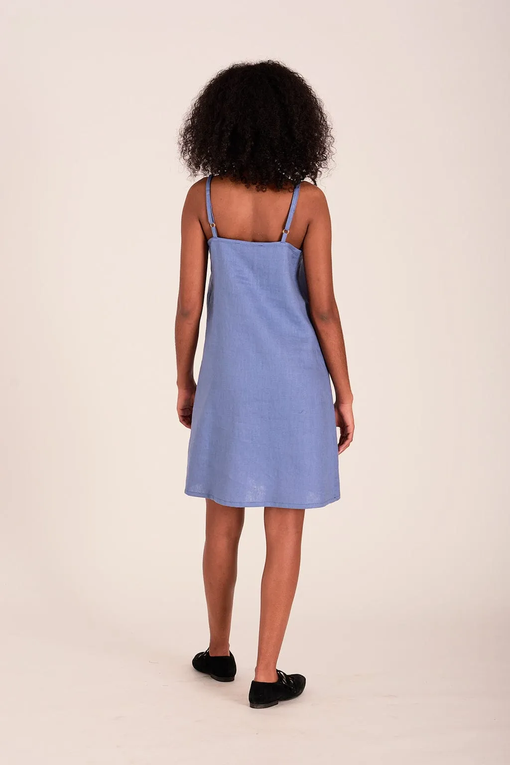 Drew Slip Dress Periwinkle Blue Linen sold by Eliza Faulkner product image thumbnail 2
