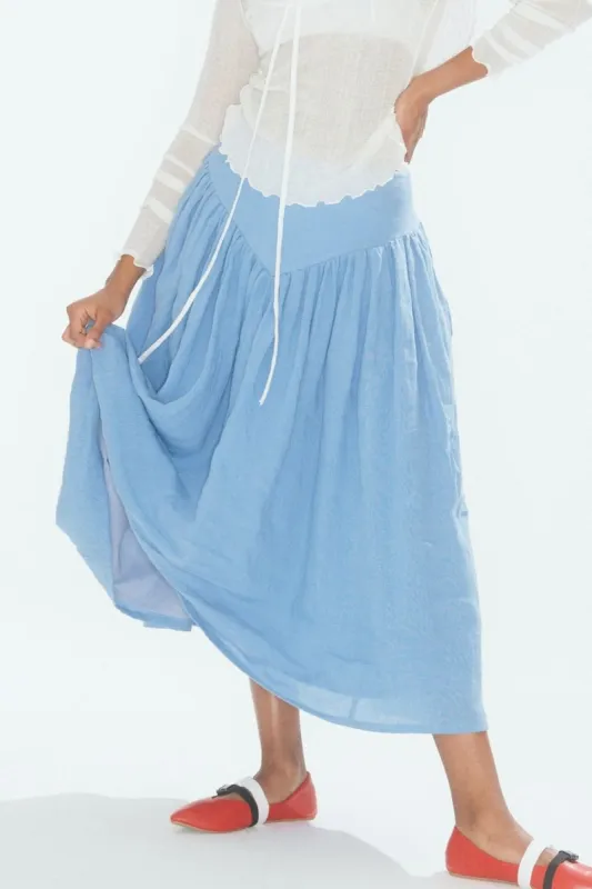 Imperfect Lucille Skirt Blue Linen sold by Eliza Faulkner