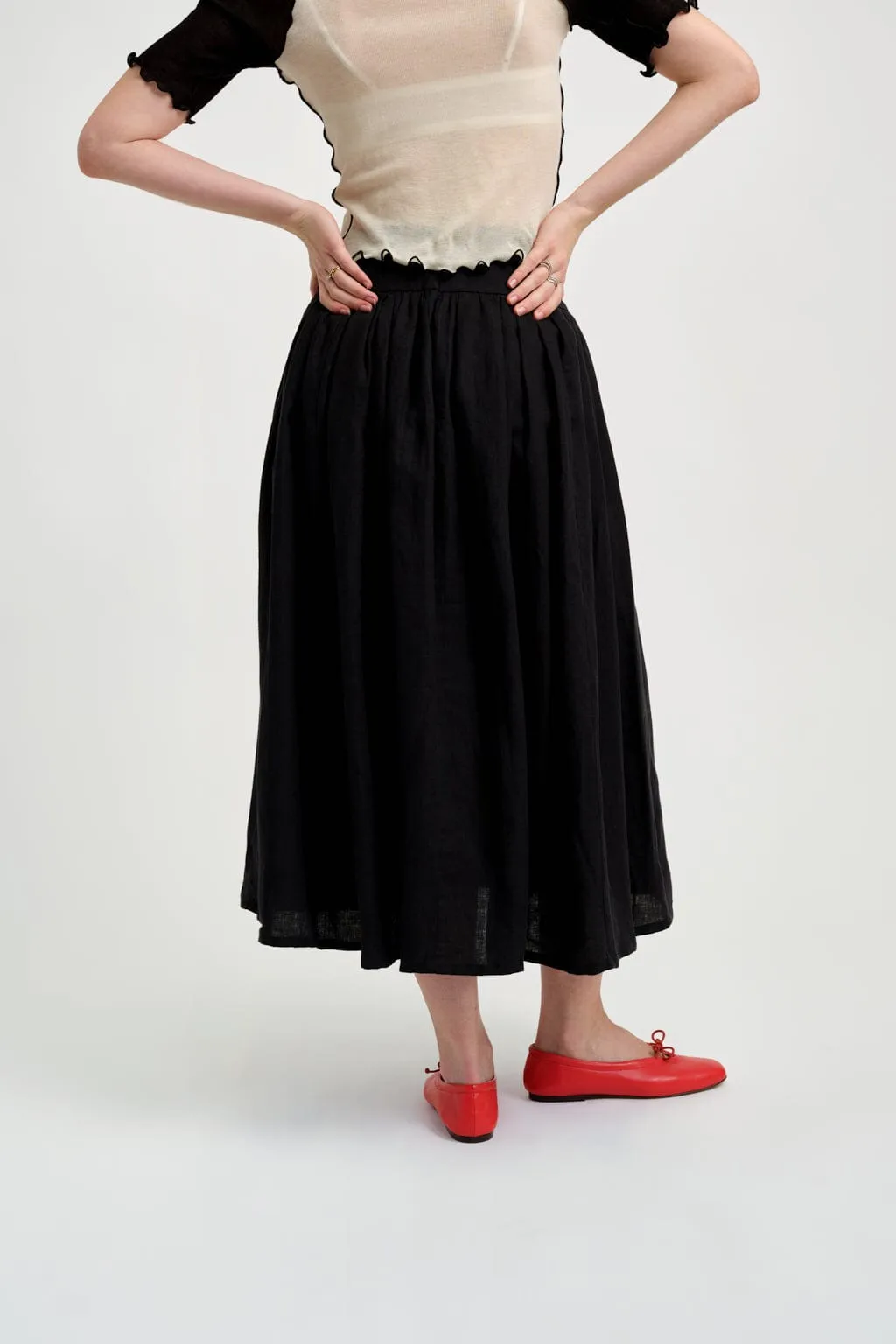 Lucille Skirt Black Linen sold by Eliza Faulkner product image thumbnail 3