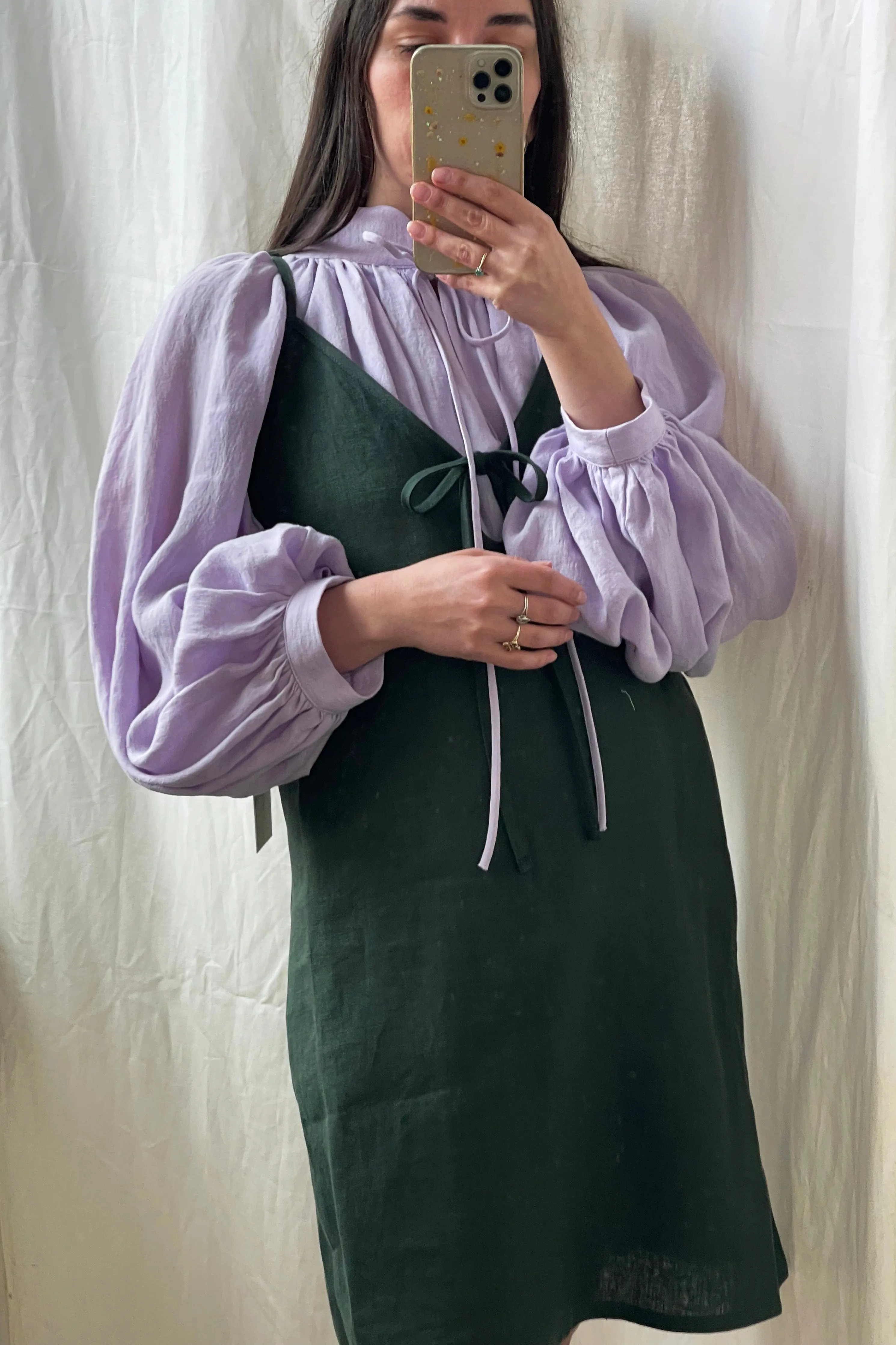 Forest Green Linen Slip Dress sold by Eliza Faulkner