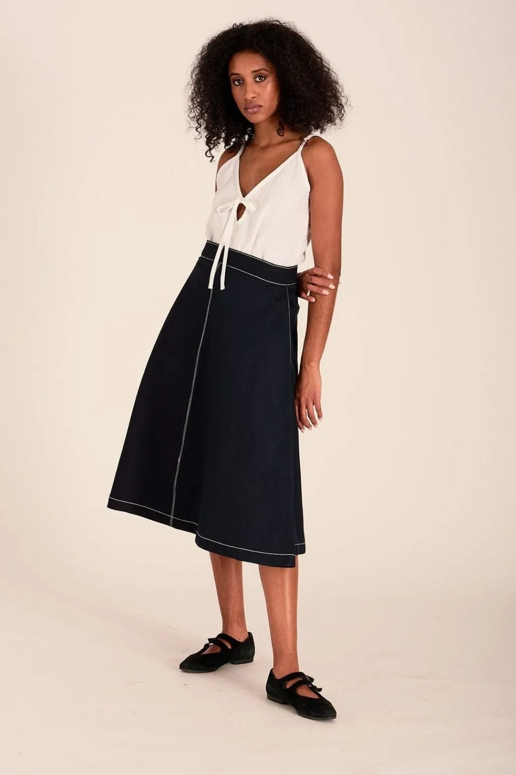 Pre-loved Winnie Skirt Navy Twill - Size XS sold by Eliza Faulkner