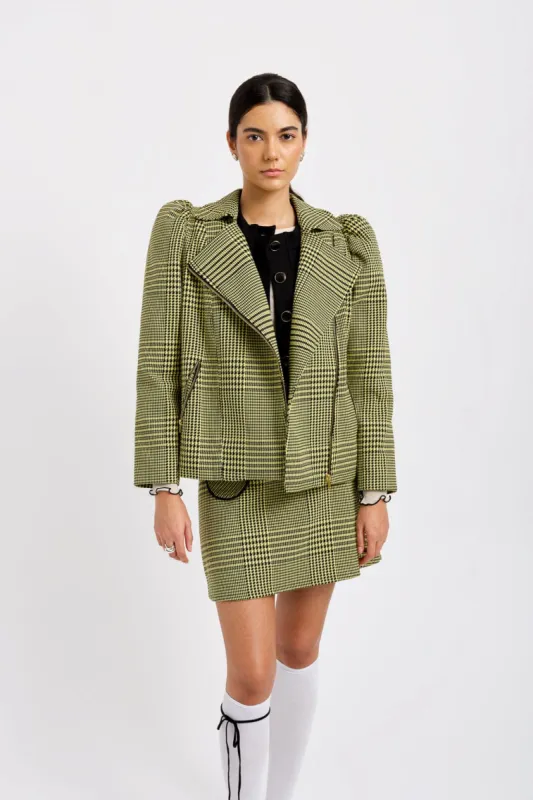 Valentine Moto Coat Yellow Clueless Plaid made by Eliza Faulkner