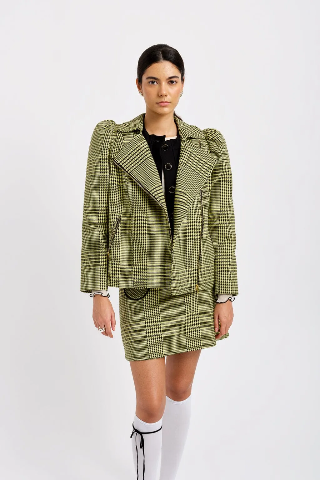 Valentine Moto Coat Yellow Clueless Plaid sold by Eliza Faulkner