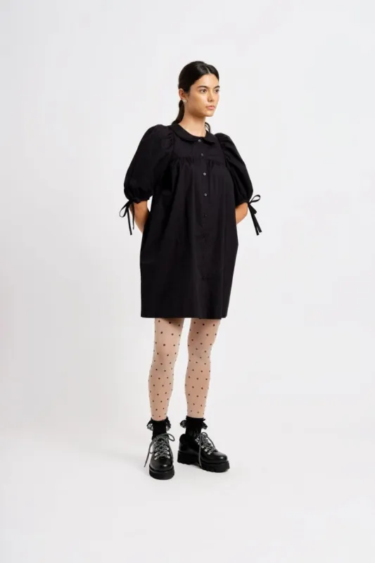 Imperfect Evelyn Poplin Dress Black made by Eliza Faulkner