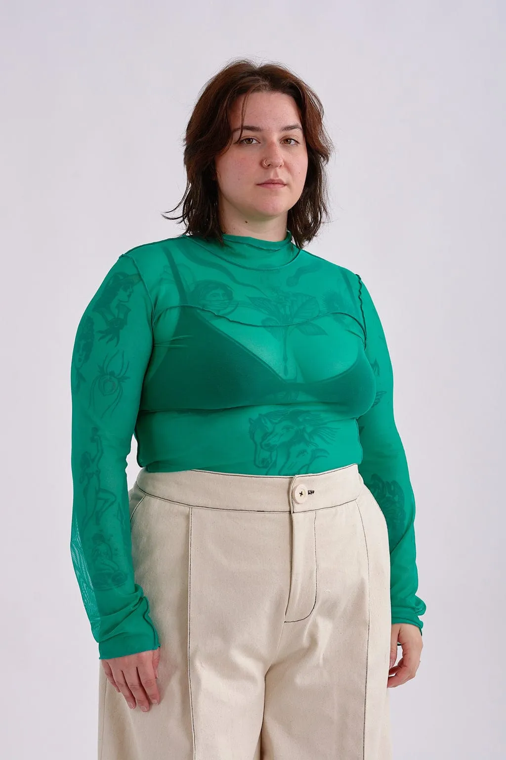 Wave Mesh Turtleneck Teal sold by Eliza Faulkner product image thumbnail 3