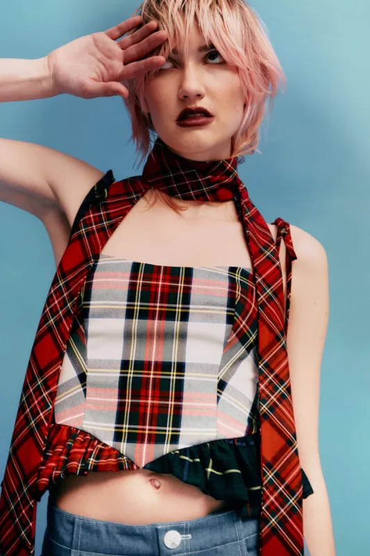 Sienna Long Scarf Red Plaid made by Eliza Faulkner