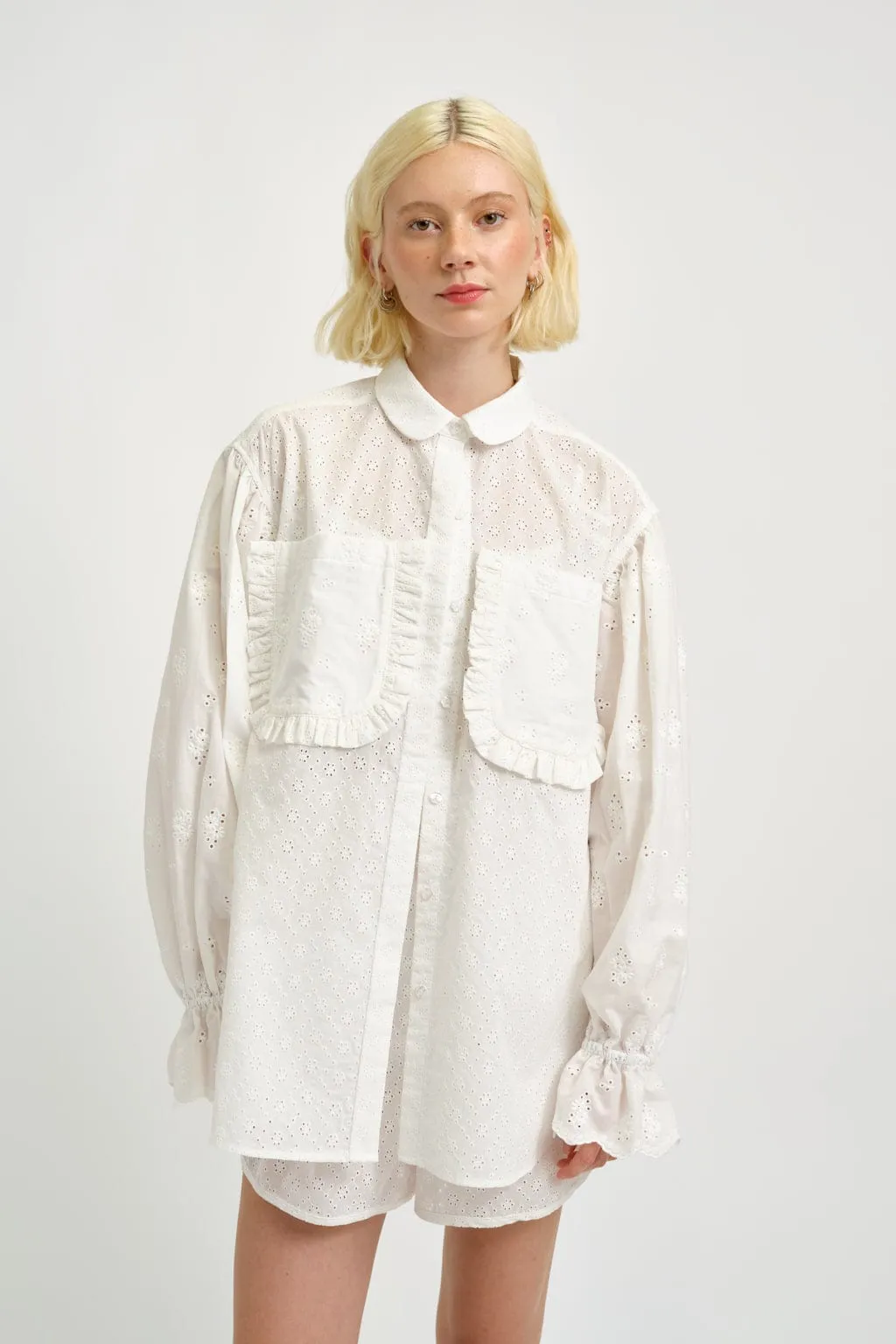 Esme Shirt White Eyelet Combo sold by Eliza Faulkner