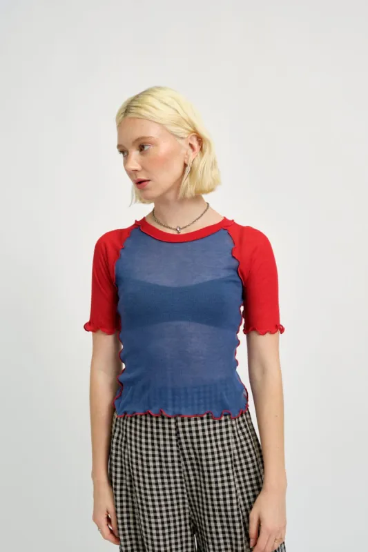 Ruth Tee Blue & Red sold by Eliza Faulkner