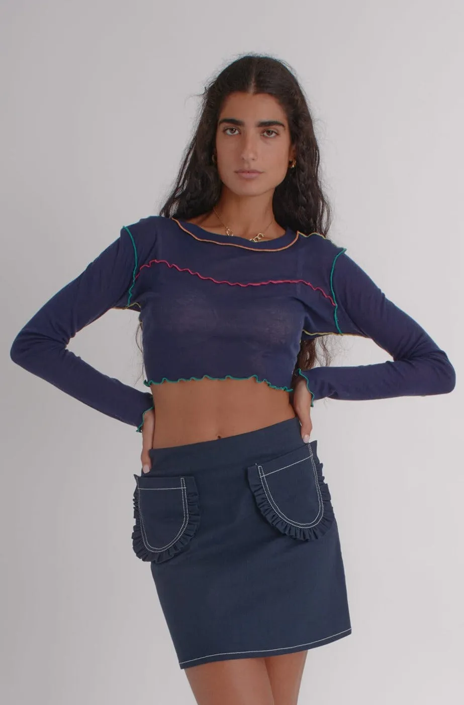 Tate Mini Skirt Navy Twill sold by Eliza Faulkner product image thumbnail 3