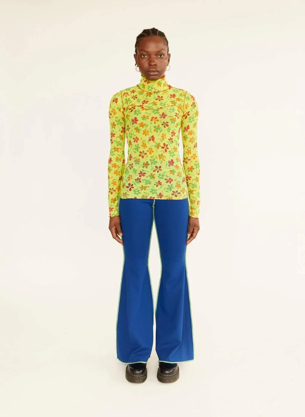 Electric Blue & Lime Green JoJo Flare Leggings sold by Eliza Faulkner product image thumbnail 3