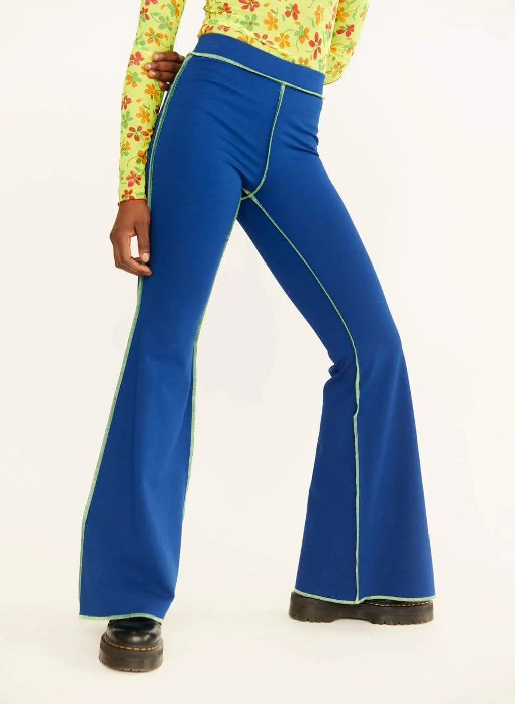 Electric Blue & Lime Green JoJo Flare Leggings sold by Eliza Faulkner