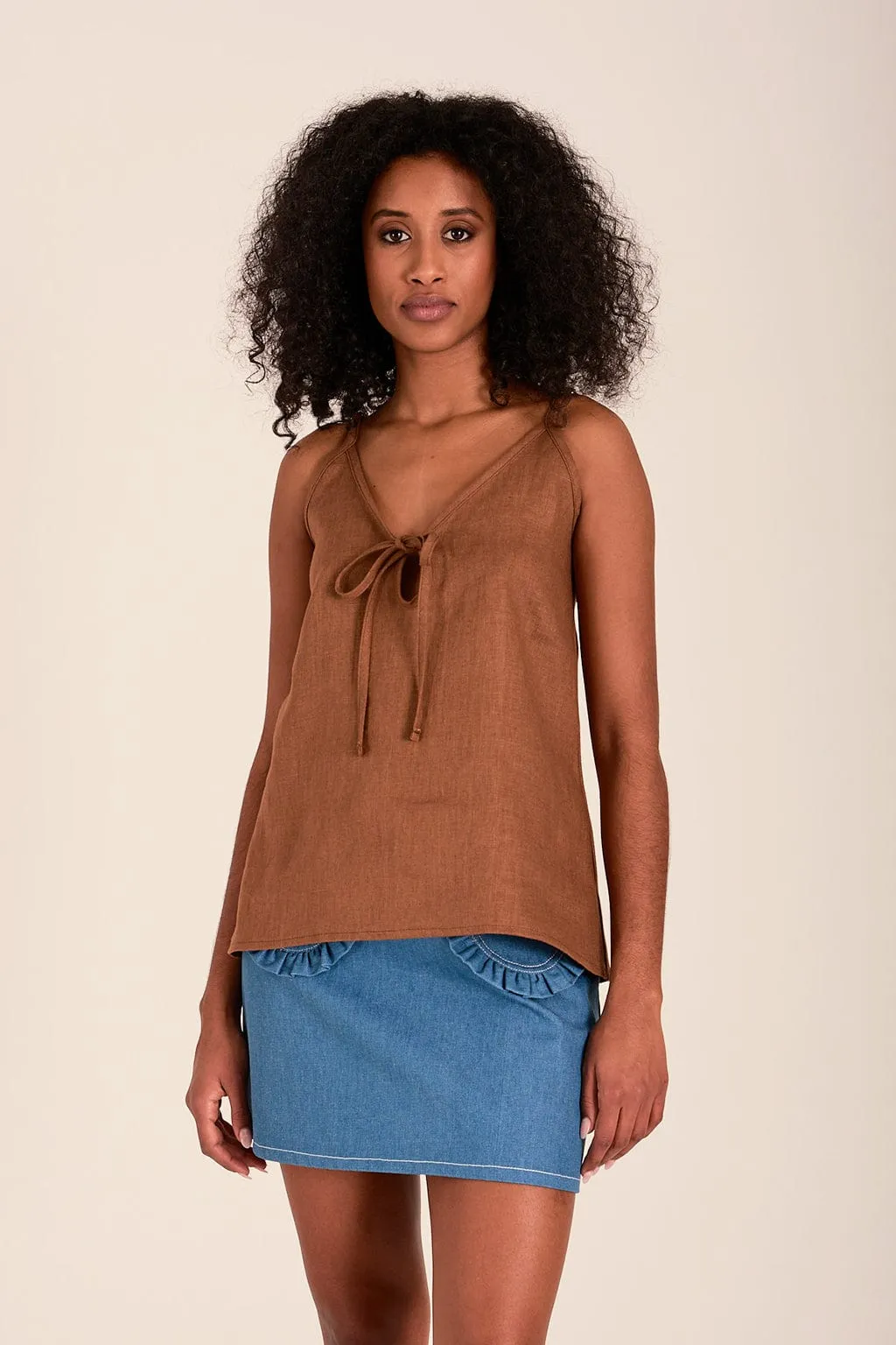 Imperfect Cami Top Brown Linen sold by Eliza Faulkner product image thumbnail 2