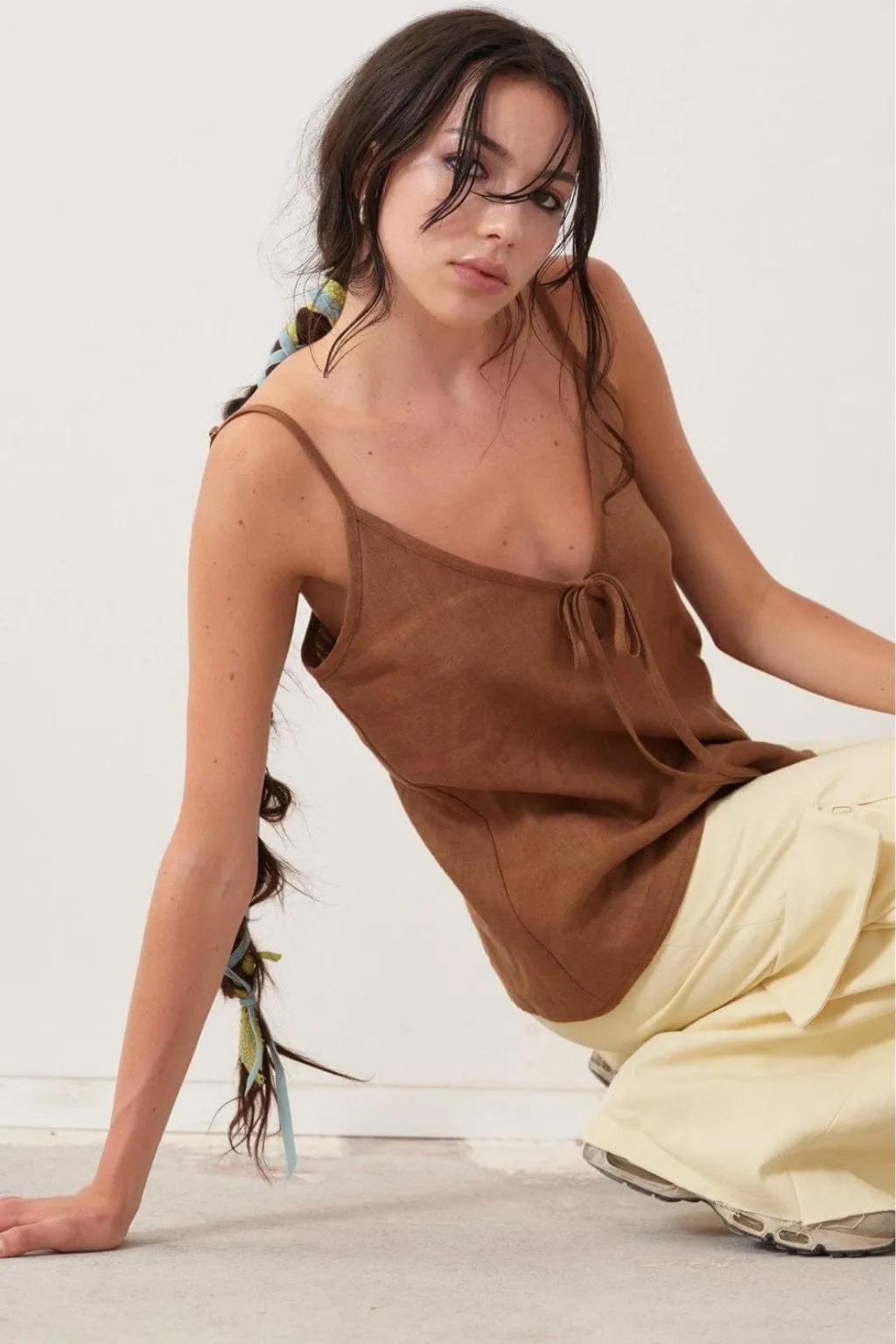 Imperfect Cami Top Brown Linen sold by Eliza Faulkner