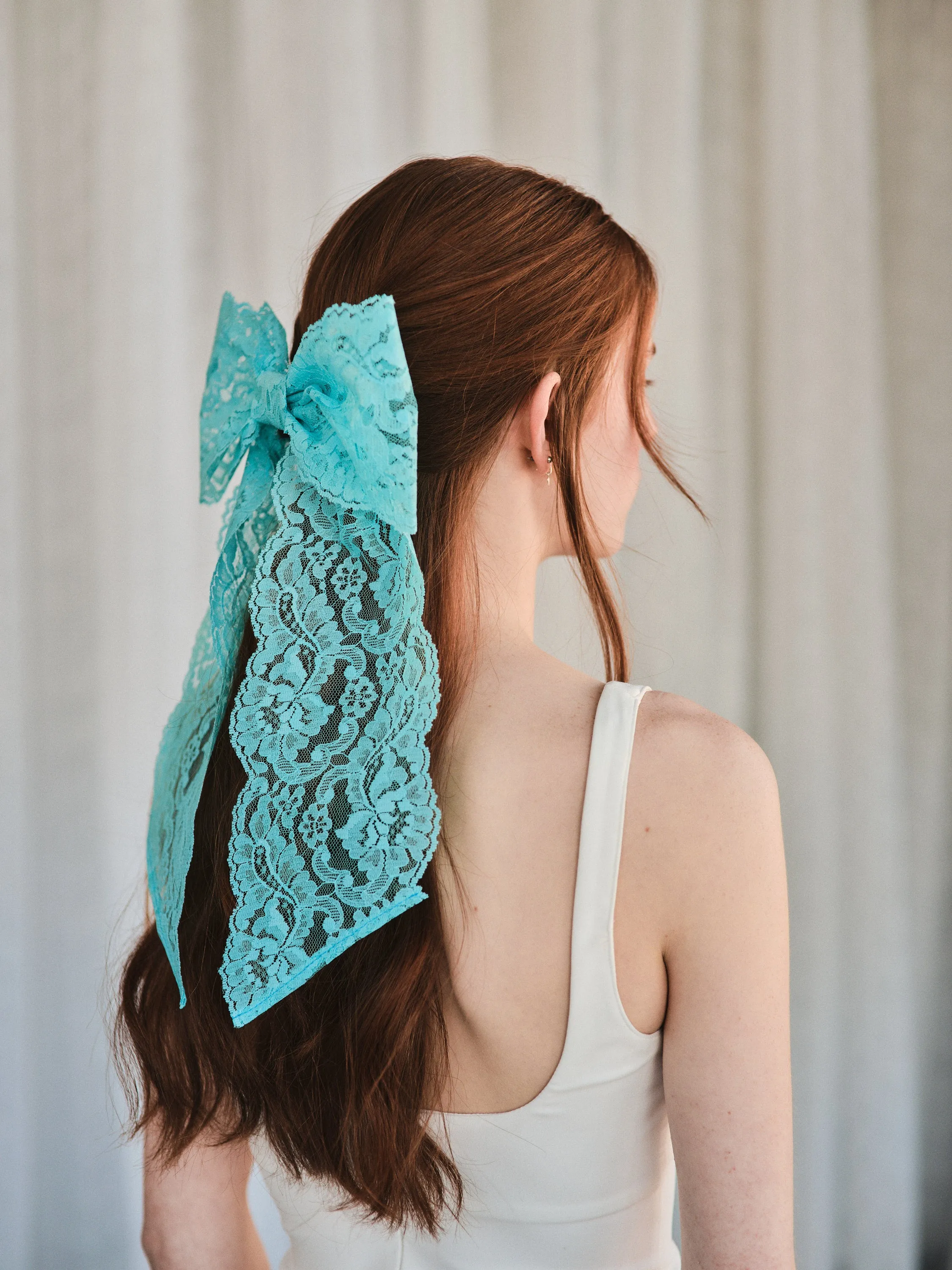 Lacey - Oversized bow on french barrette - Aqua blue sold by Heirloom Hats product image thumbnail 3
