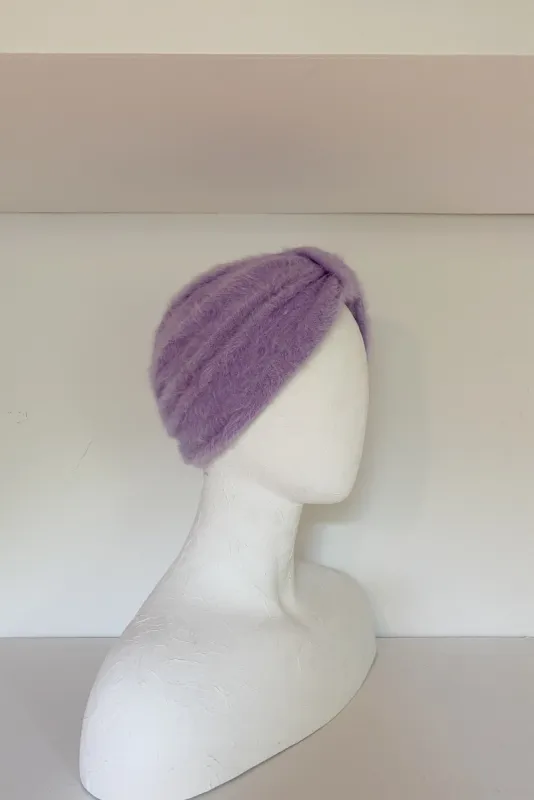 Fuzzy wuzzy lilac angora winter turban (SAMPLE SIZE SMALL) sold by Heirloom Hats