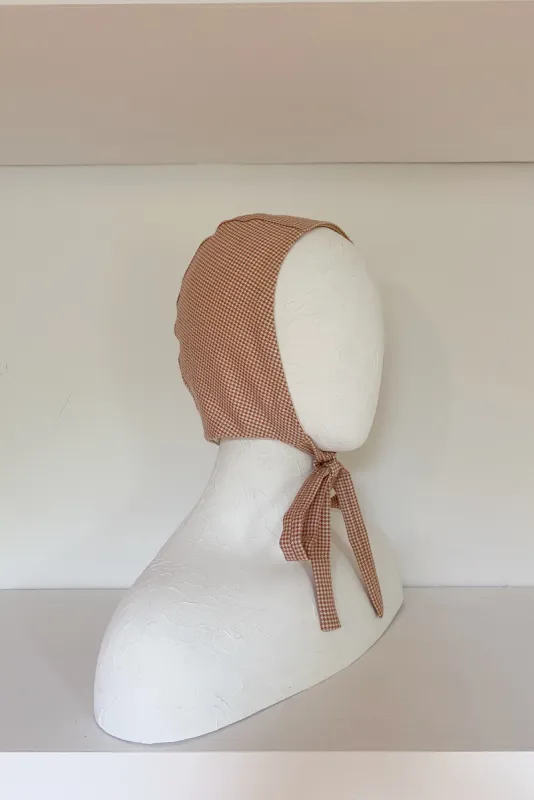 Shepherd's daughter bonnet - Pink wool houndstooth (SAMPLE) sold by Heirloom Hats