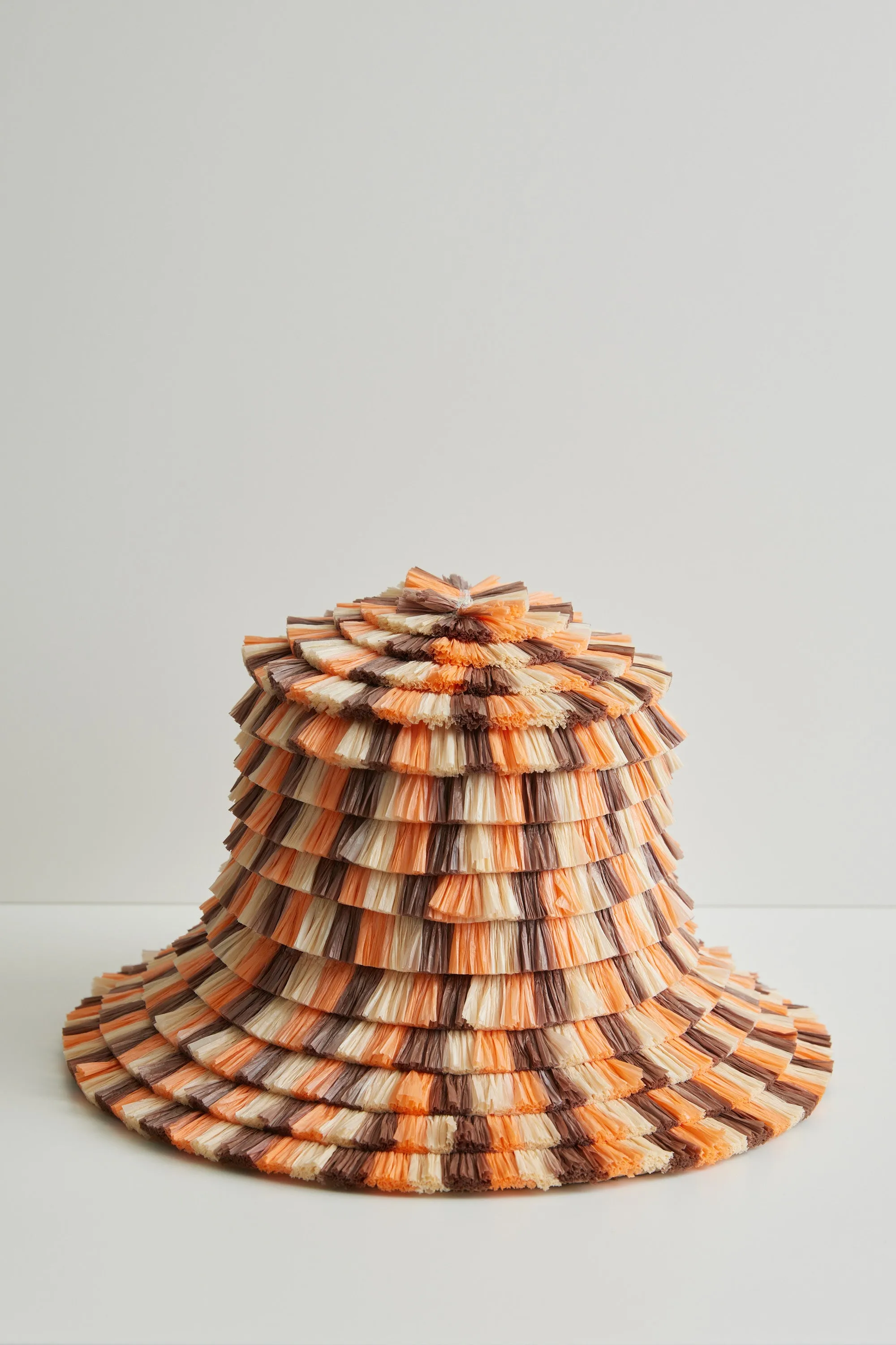 Chrysanthemum straw hat - Orange and brown straw fringe (SIZE SMALL) sold by Heirloom Hats