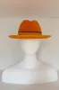 Bright orange fedora with orange grosgrain and brown ricrac (SIZE LARGE) sold by Heirloom Hats