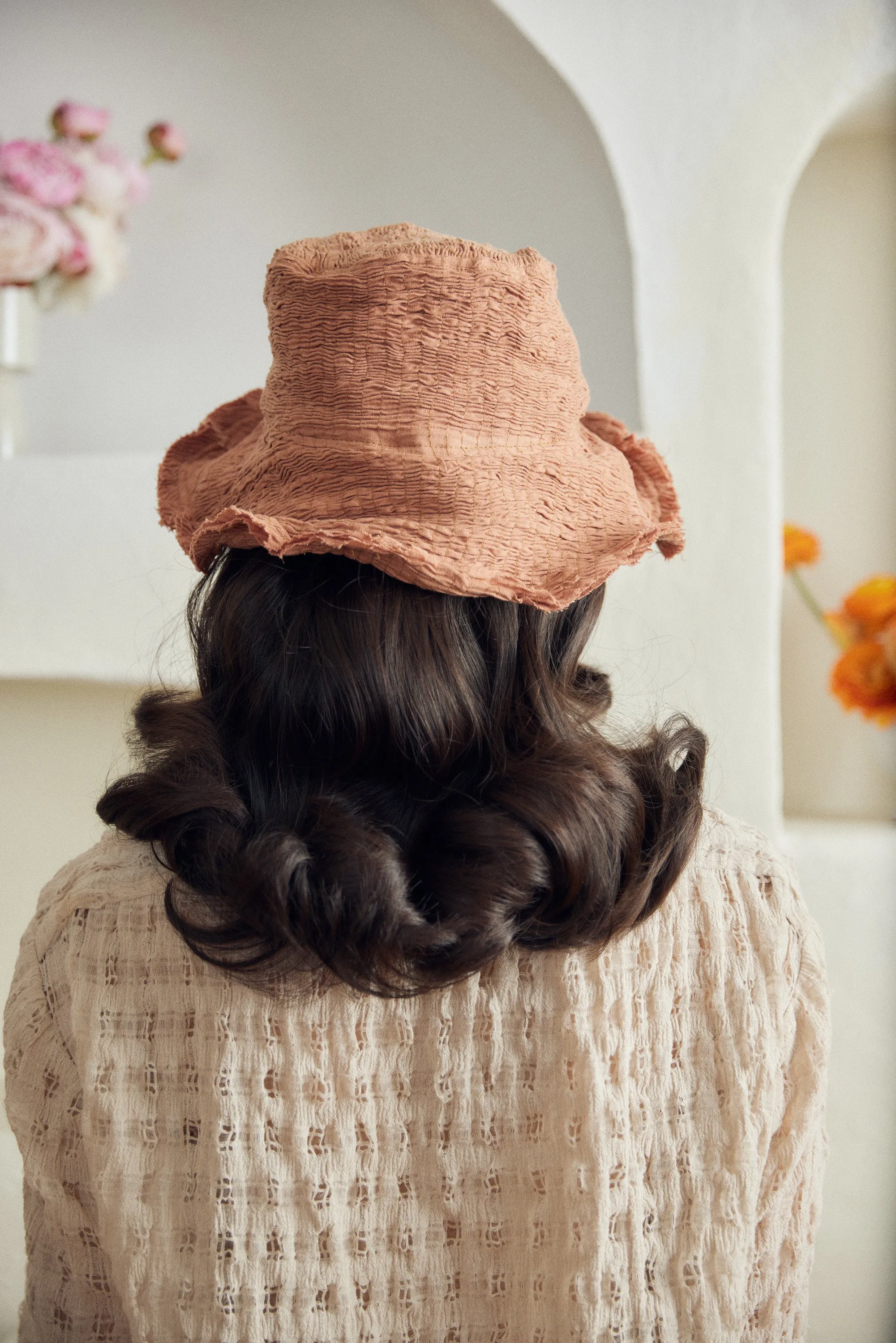 ''Not in a ruche'' linen bucket hat - Rust sold by Heirloom Hats product image thumbnail 3