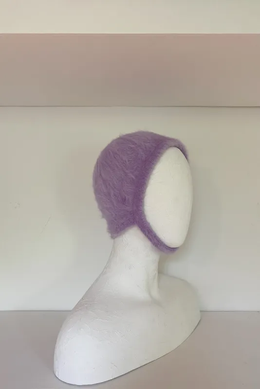 Fuzzy wuzzy lilac angora winter bonnet (SAMPLE SIZE SMALL) sold by Heirloom Hats