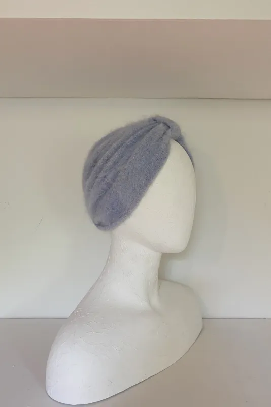Fuzzy wuzzy blue angora winter turban (SAMPLE SIZE SMALL) sold by Heirloom Hats
