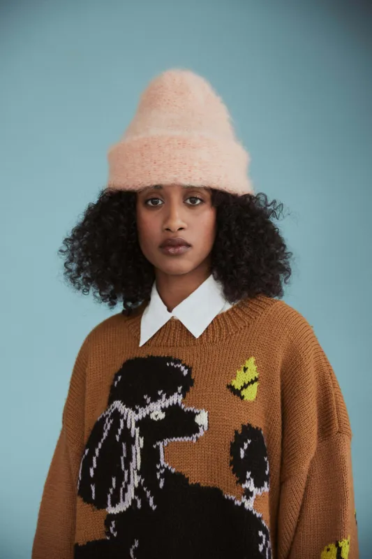 Cloud mohair beanie | Peach fuzz sold by Heirloom Hats