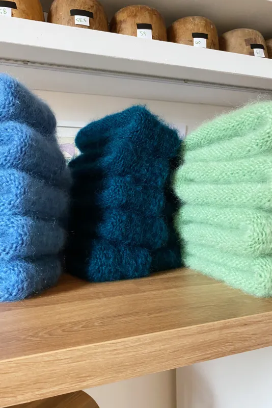 Cloud mohair beanie | Phthalo green sold by Heirloom Hats