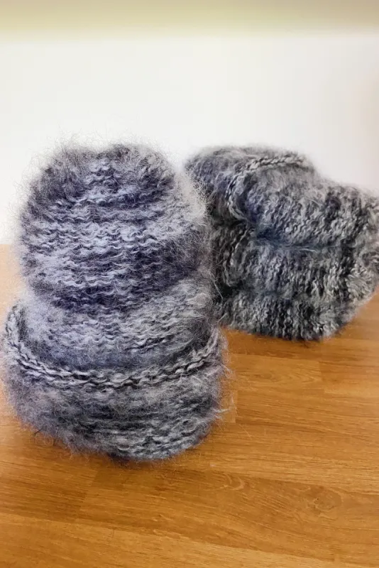 Cloud mohair beanie | Heathered B&W sold by Heirloom Hats