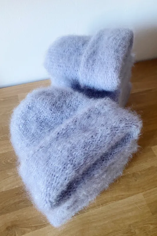 Cloud mohair beanie | Lilac sold by Heirloom Hats