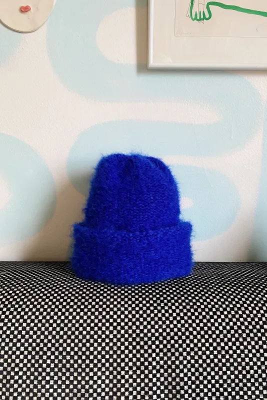 Cloud mohair beanie | Cobalt blue sold by Heirloom Hats