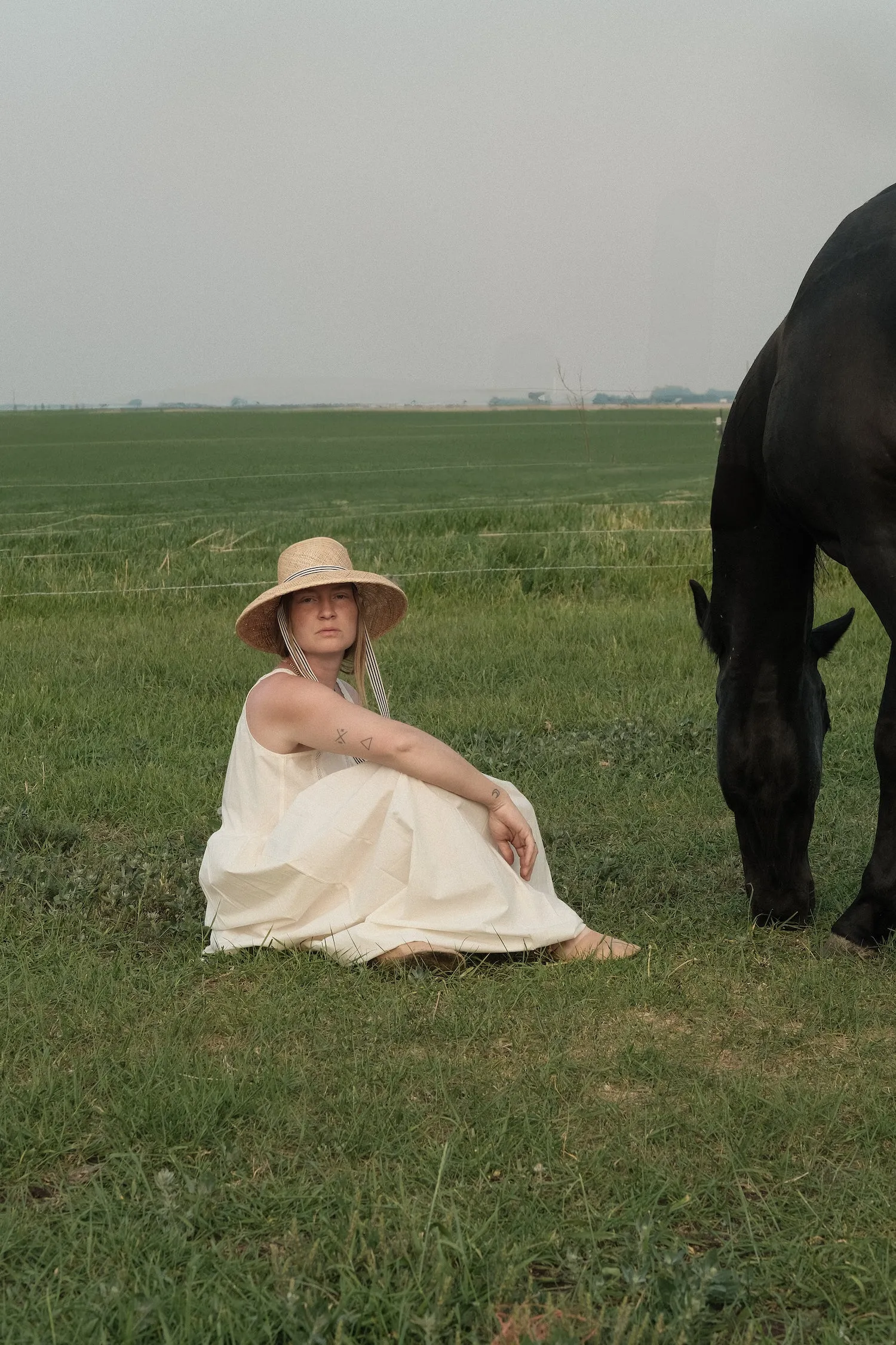 Calcarella – Classic Wide Brim Straw Boater Hat - Striped Detachable Ribbon sold by Heirloom Hats product image thumbnail 5