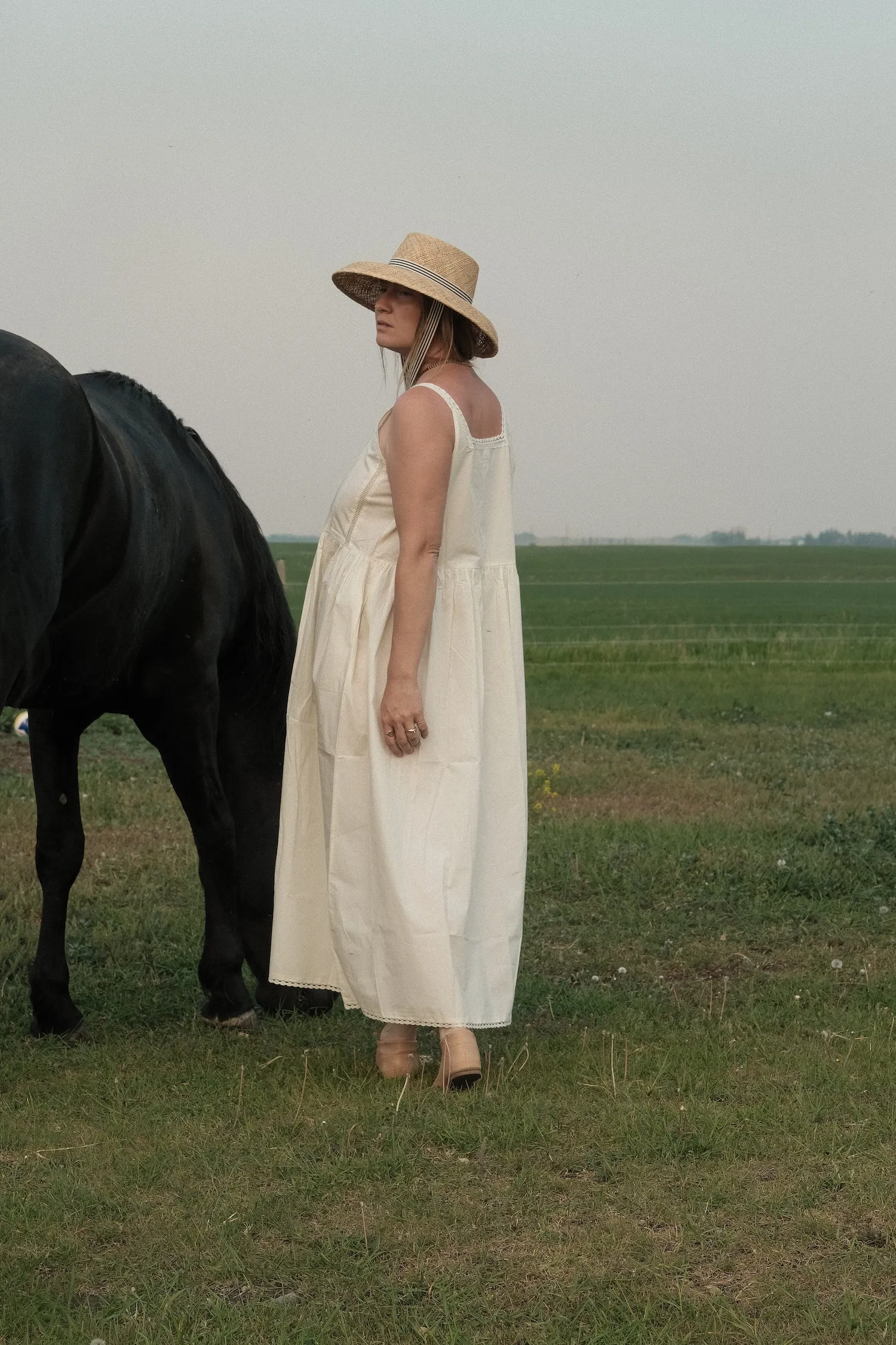 Calcarella – Classic Wide Brim Straw Boater Hat - Striped Detachable Ribbon sold by Heirloom Hats product image thumbnail 2