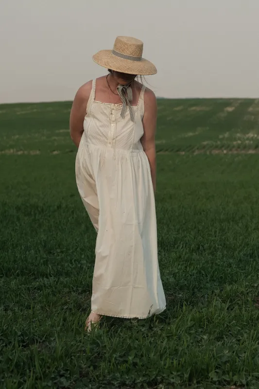 Calcarella – Classic Wide Brim Straw Boater Hat - Striped Detachable Ribbon sold by Heirloom Hats