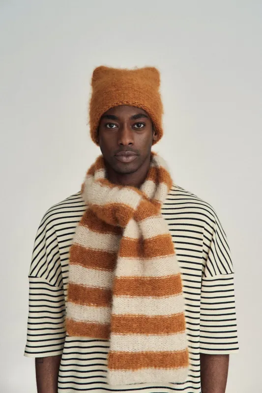 Cloud mohair scarf | Golden Latte Stripes sold by Heirloom Hats