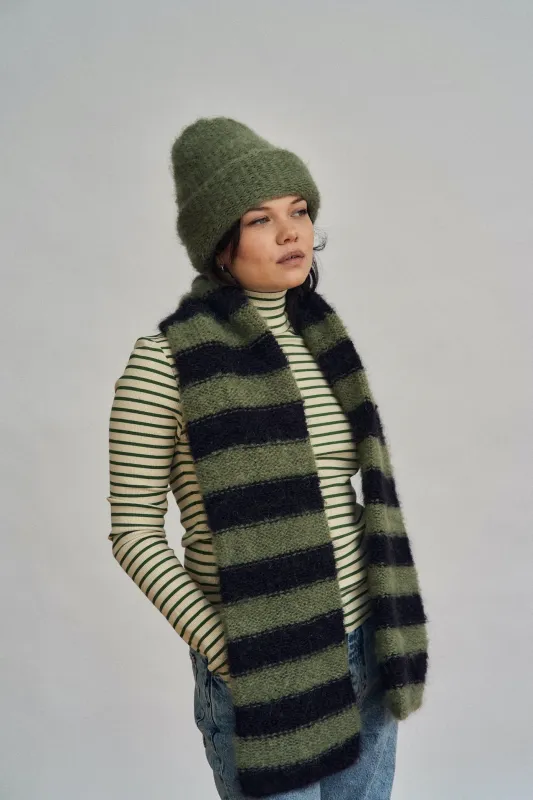 Cloud mohair scarf | Sage Stripes sold by Heirloom Hats