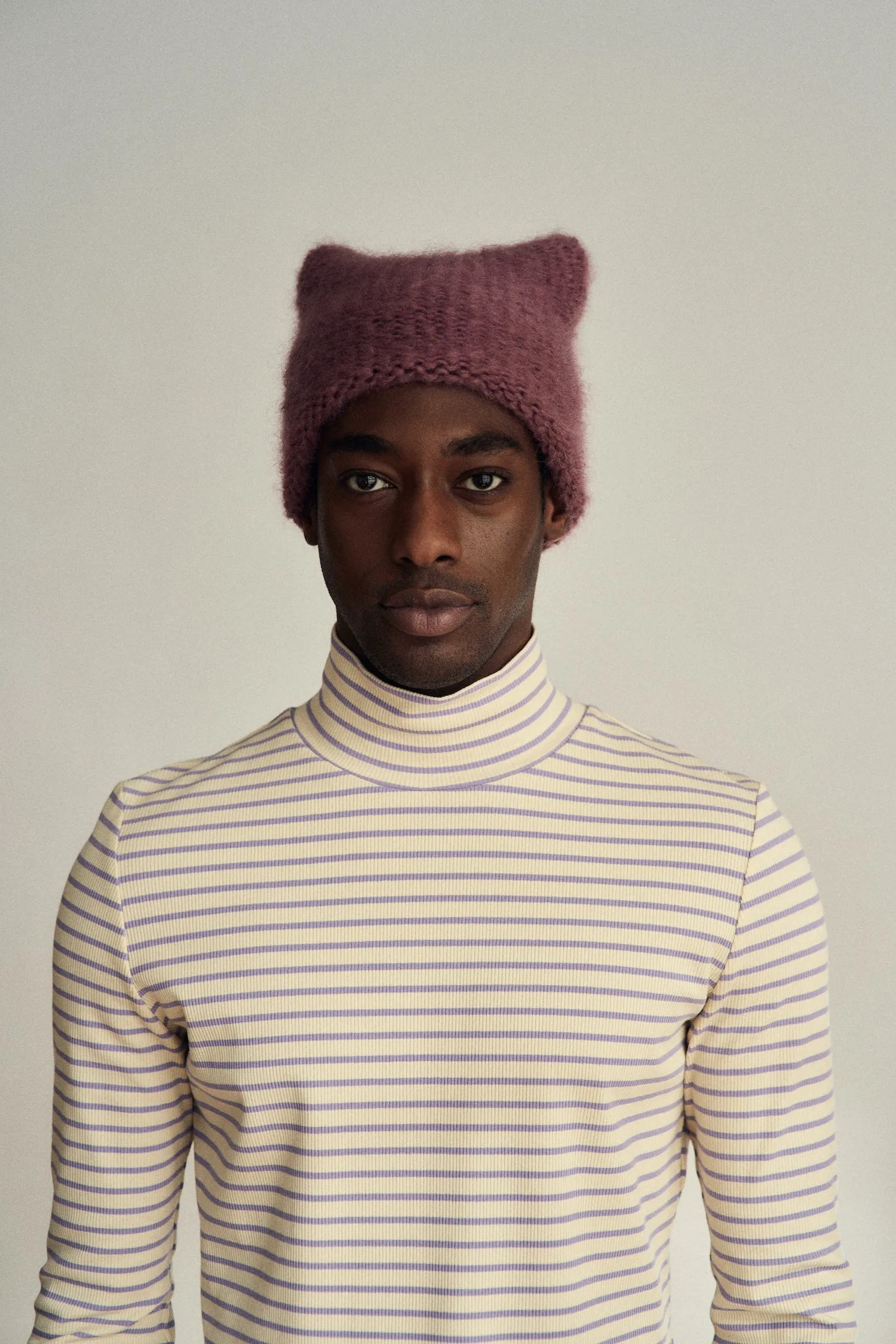 Purr mohair beanie | Plum sold by Heirloom Hats