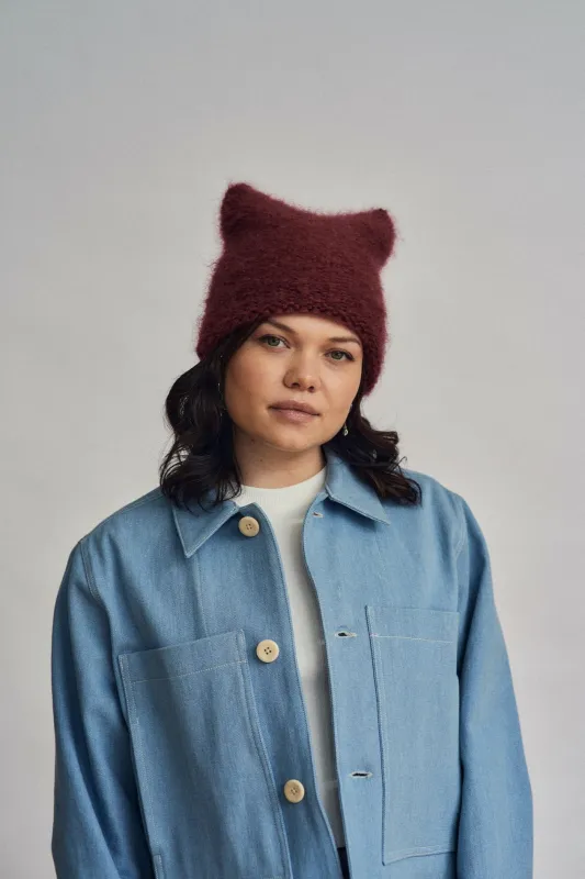Purr mohair beanie | Burgundy sold by Heirloom Hats