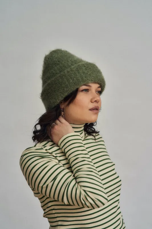 Cloud mohair beanie | Sage green sold by Heirloom Hats