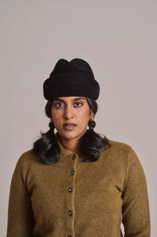 Cordo - Brimless Felt Hat - Black made by Heirloom Hats