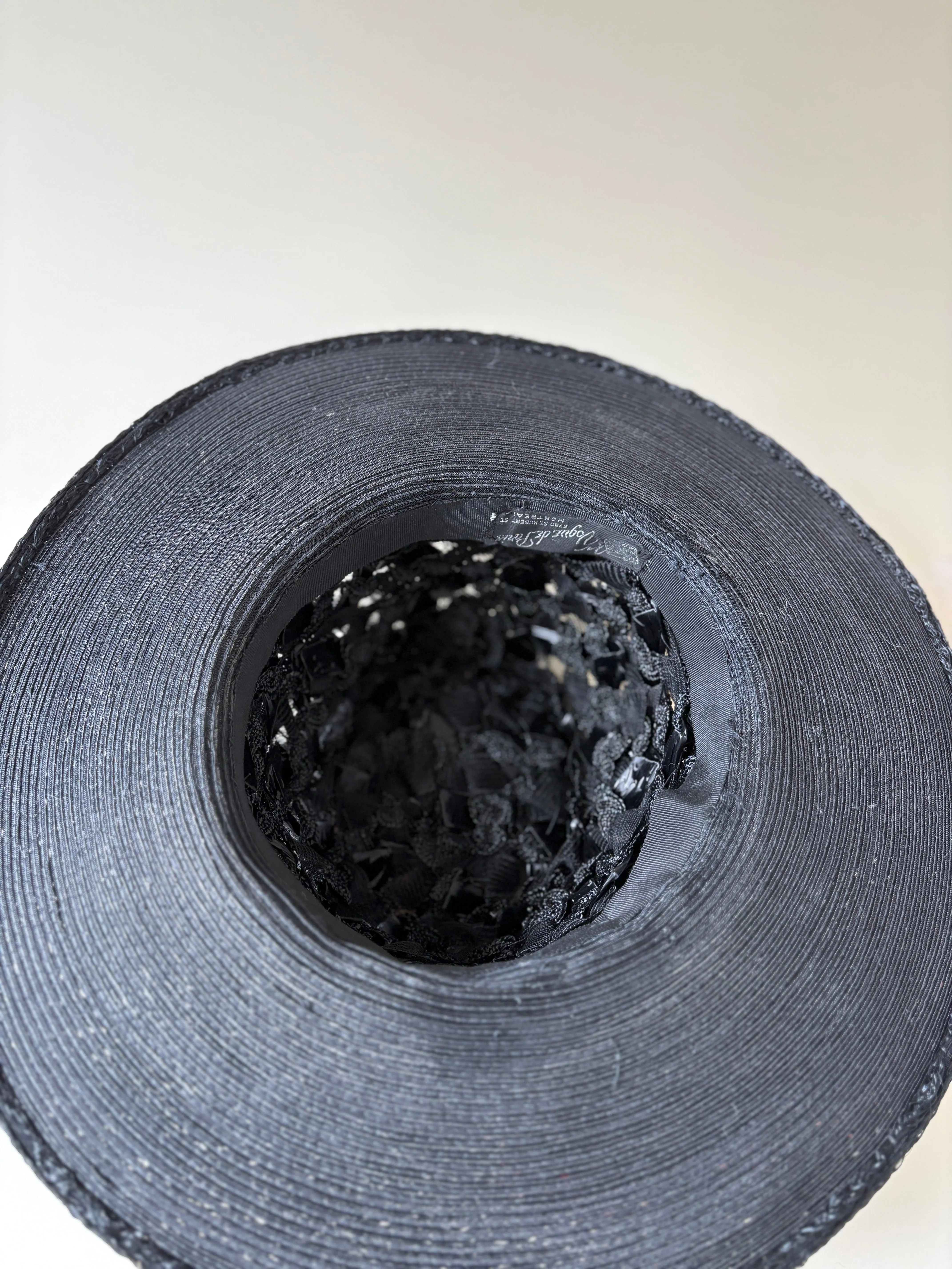 Vintage hat #001 | 1960's black straw hat with red rose sold by Heirloom Hats product image thumbnail 5