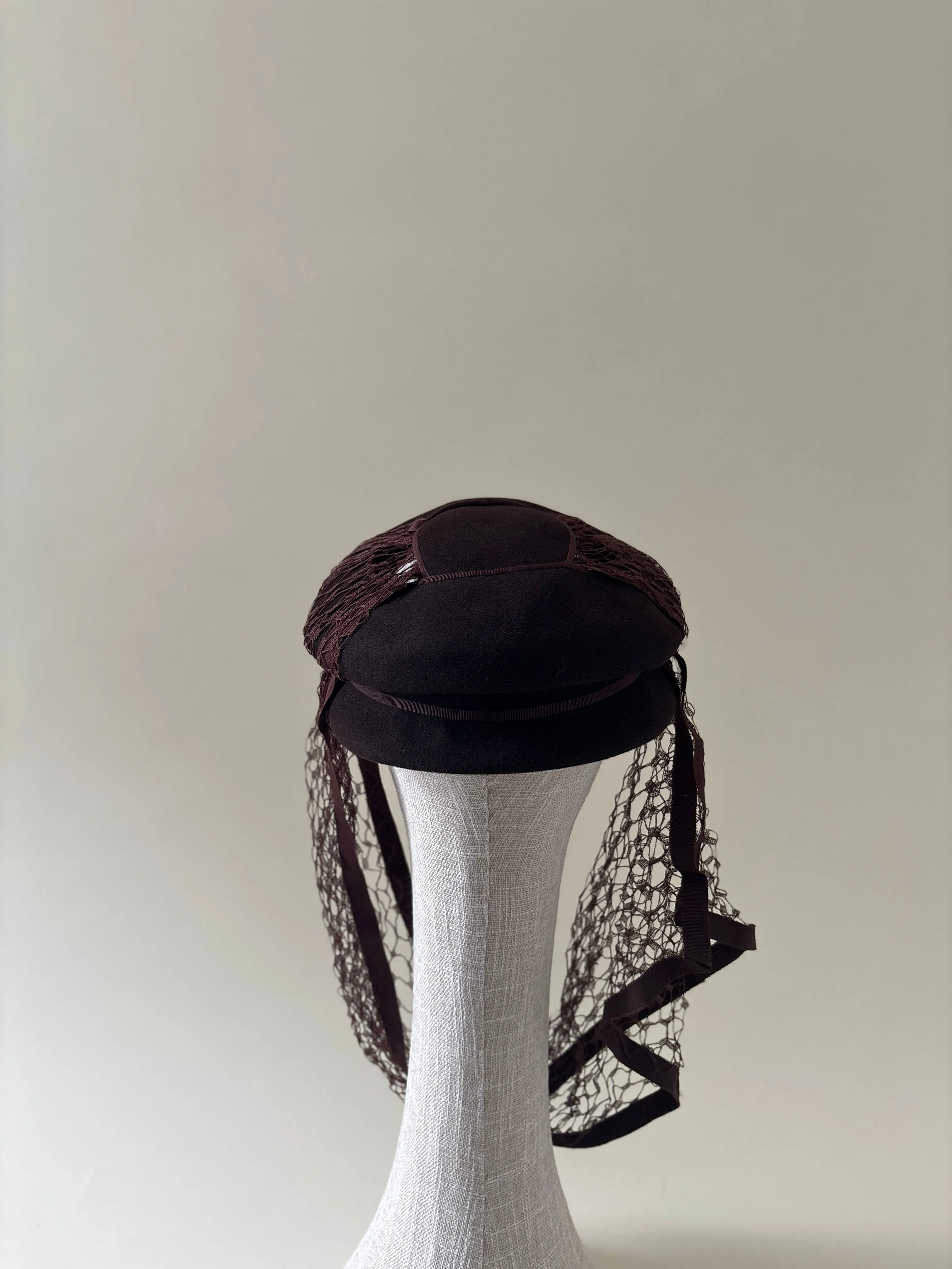 Vintage hat #068 | 1930's Brown fur felt hat with scarf sold by Heirloom Hats product image thumbnail 5
