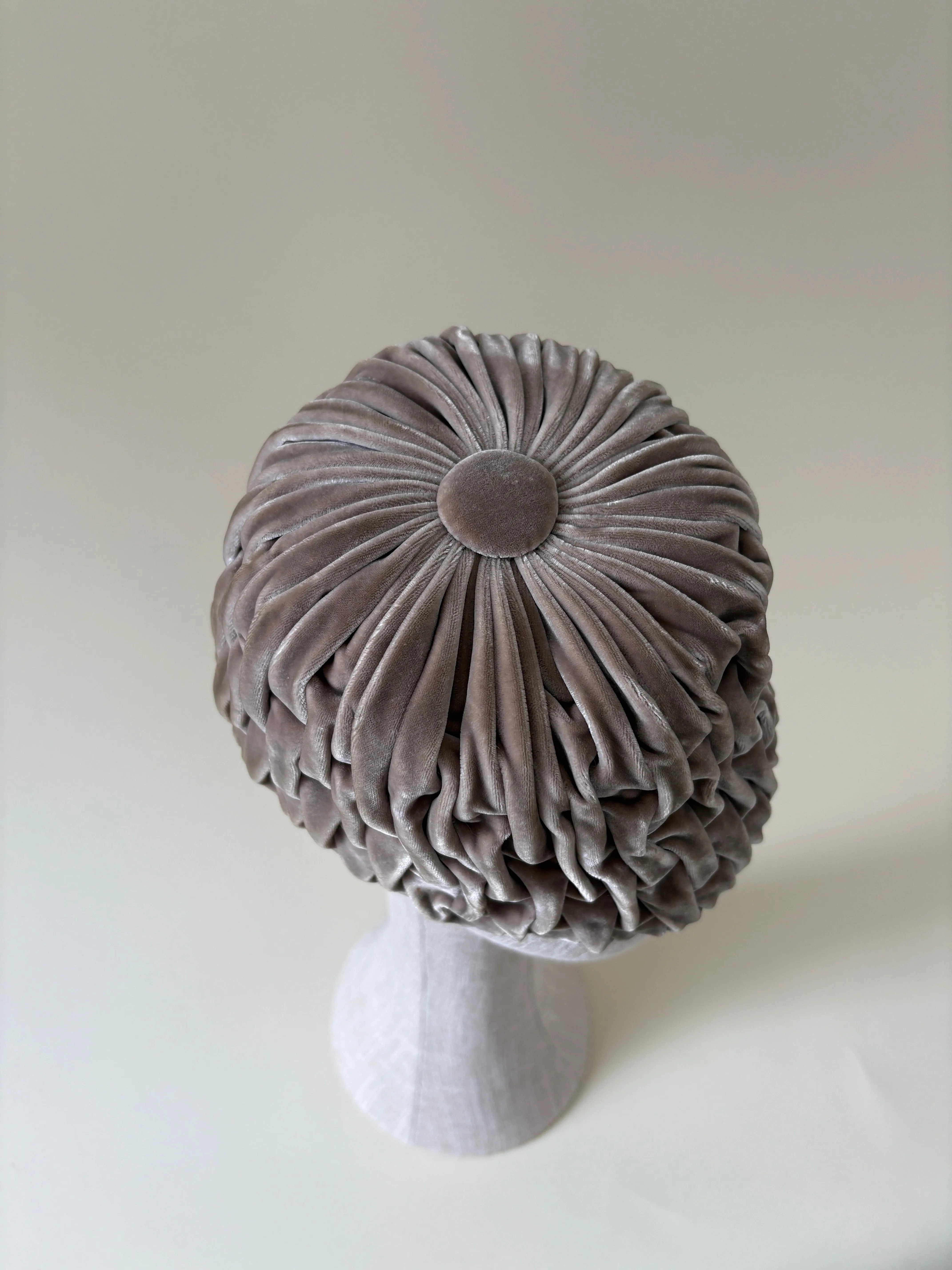 Vintage hat #041 | 1960's Taupe velvet toque bubble hat sold by Heirloom Hats product image thumbnail 4