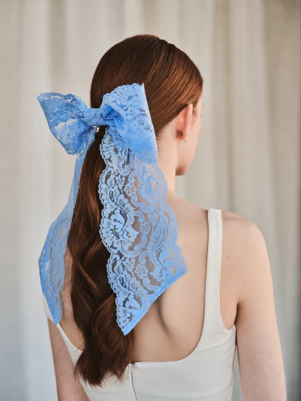 Lacey - Oversized bow on french barrette - Cornflower sold by Heirloom Hats