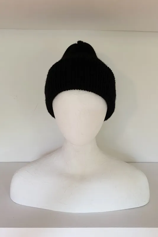 Zissou beanie - Black wool (SAMPLE) sold by Heirloom Hats